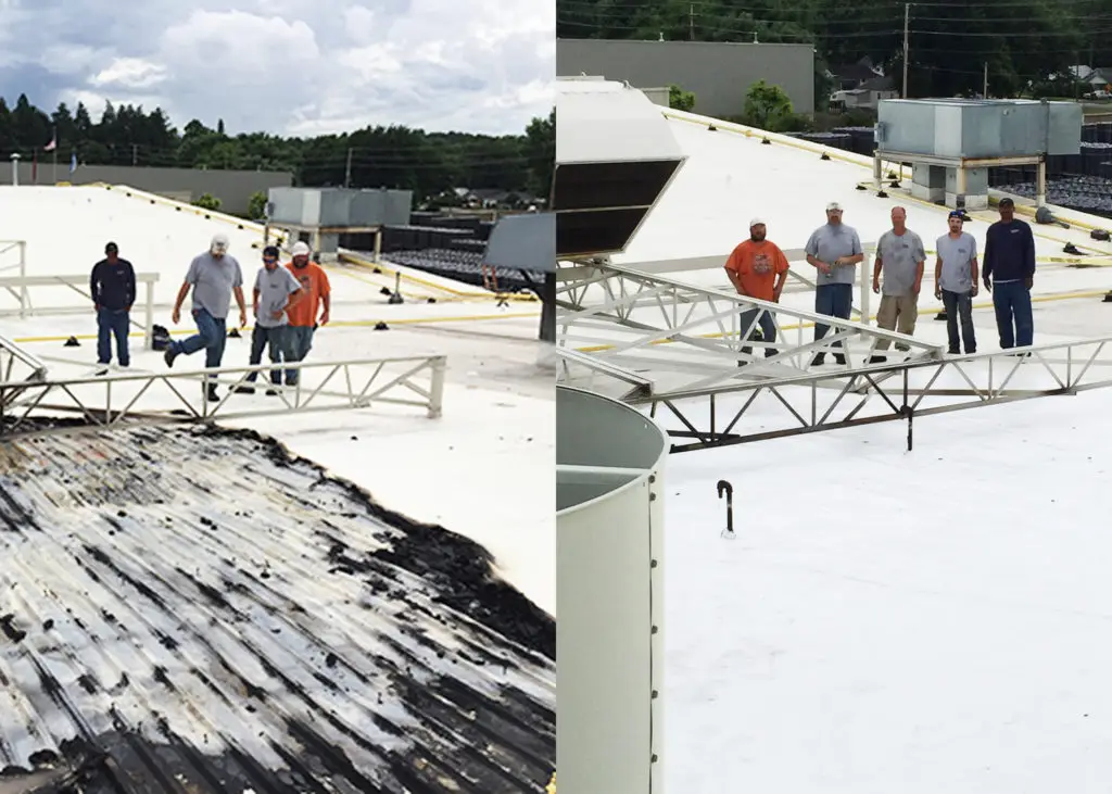 commercial roofing contractor team job site